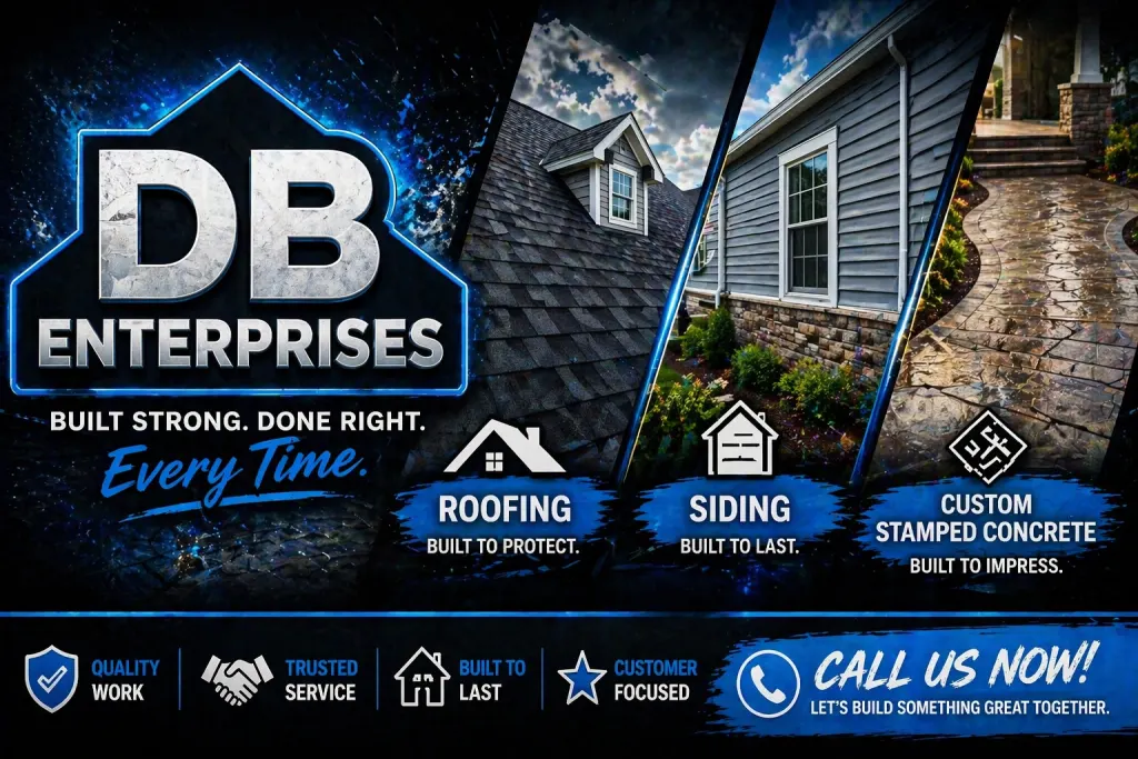 DB Enterprises roofing, siding, and construction service overview